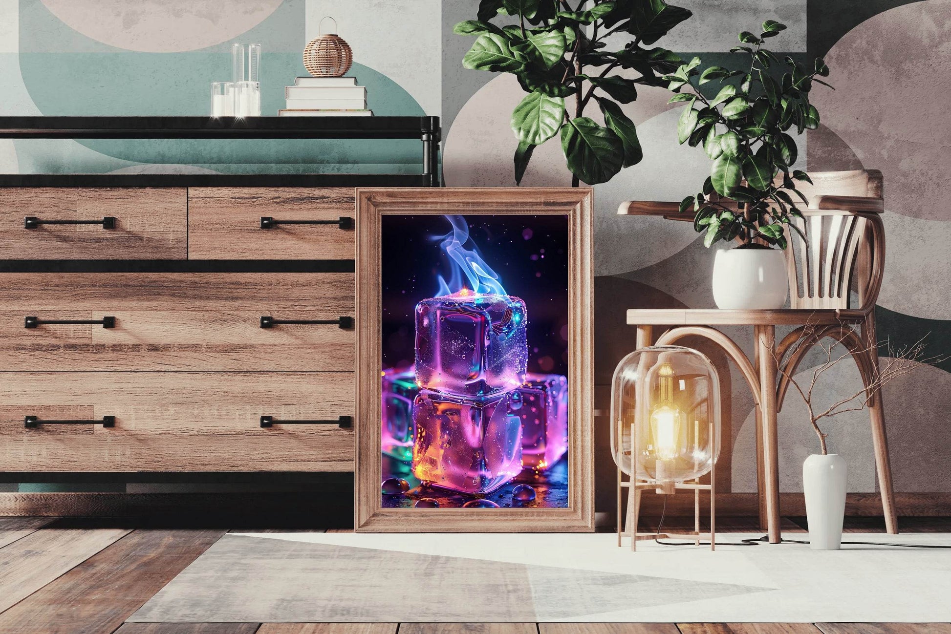 Fire Ice Cube Wall Art - beink online art store