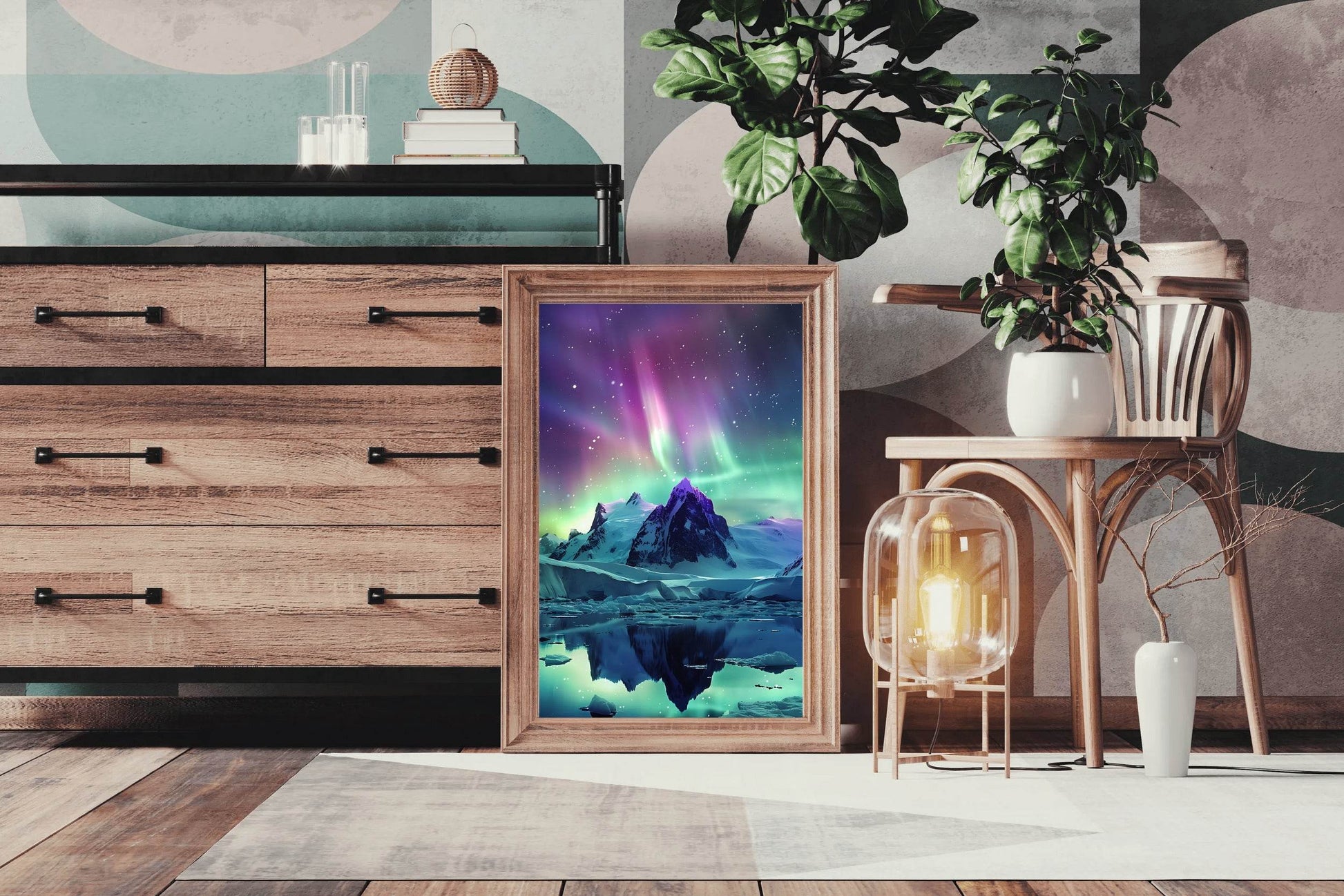 Polar Lights Over Antarctic Peak Wall Art - beink online art store