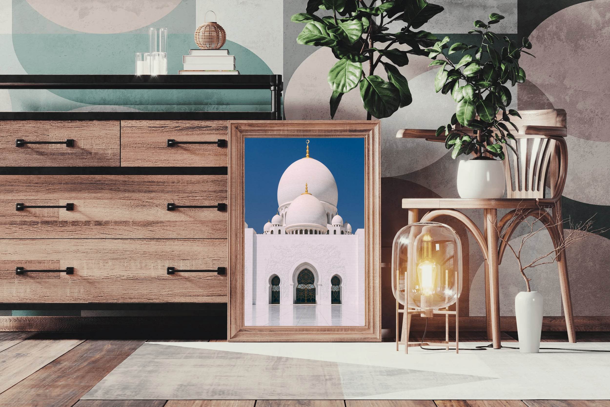 Pristine Mosque Against Blue Sky Wall Art - beink online art store
