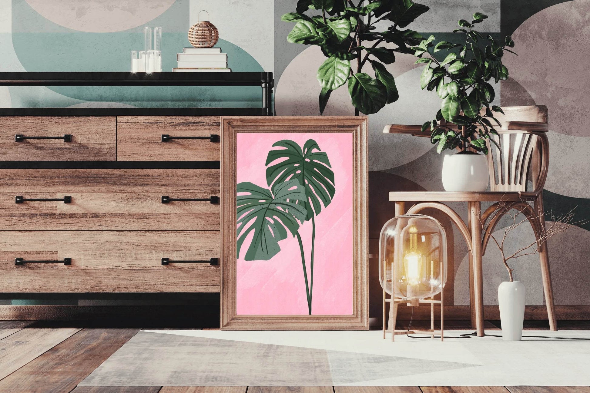 Monstera Deliciosa Plant Drawing Wall Art - beink online art store