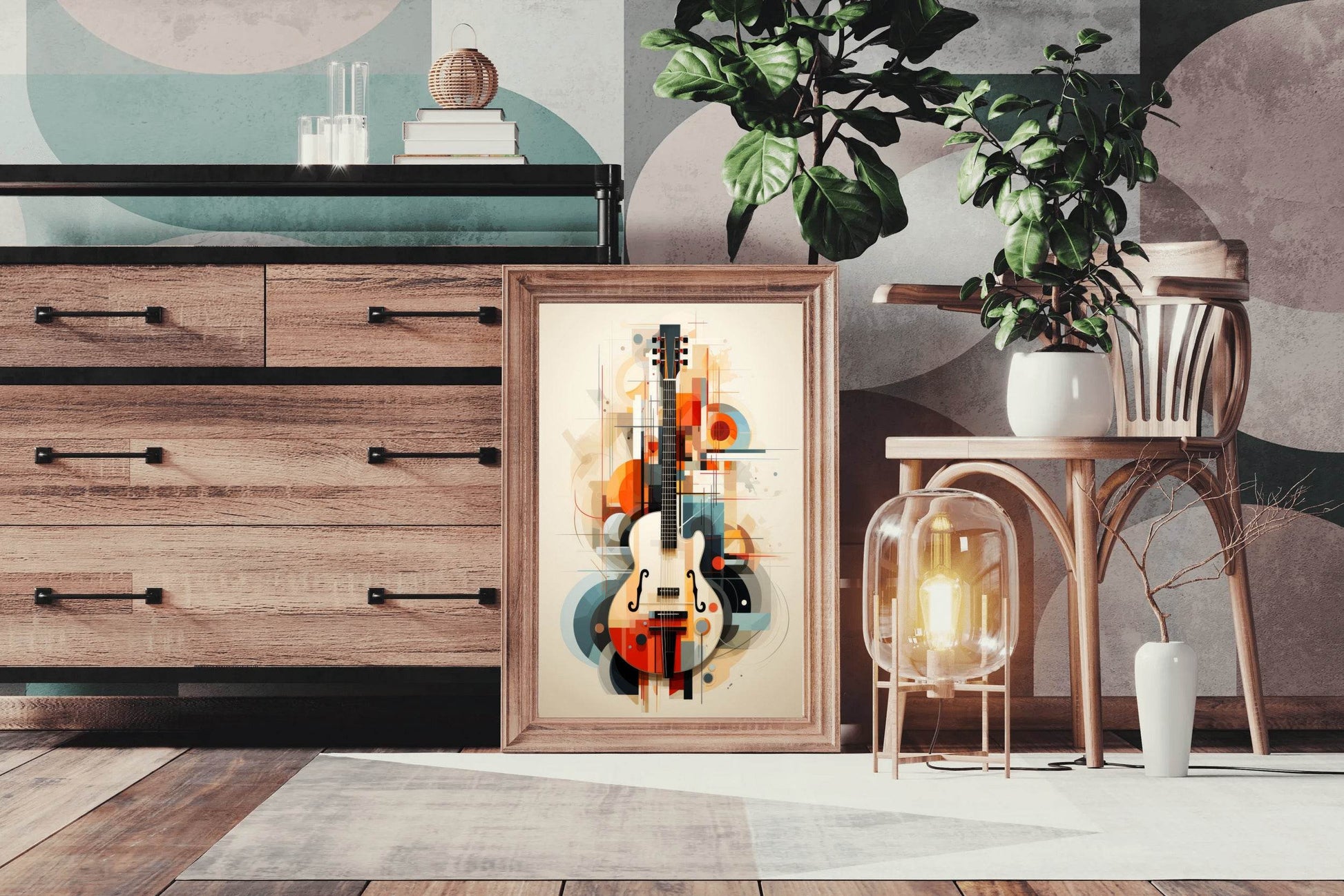 Guitar With Graphic Design Wall Art - beink online art store