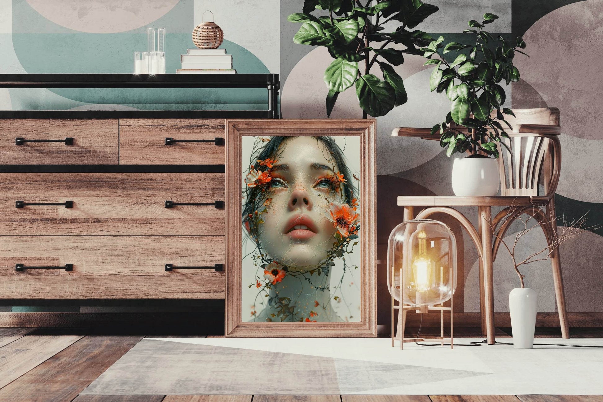 Women With Flowers on Face Digital Art - beink online art store