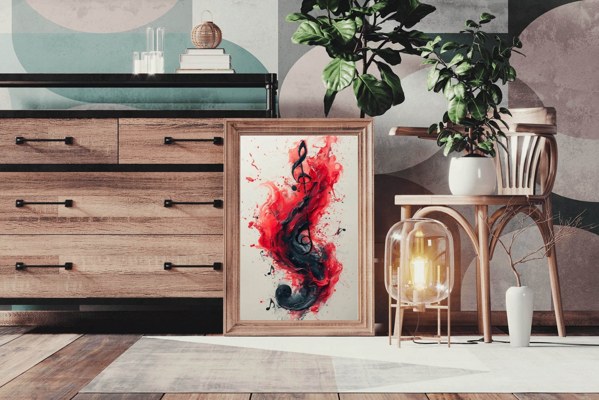 Red Musical Note Wall Aert - beink online art store