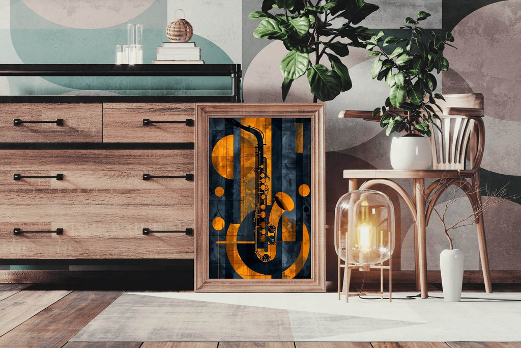 Saxophone With Yellow Lines Wall Art - beink online art store