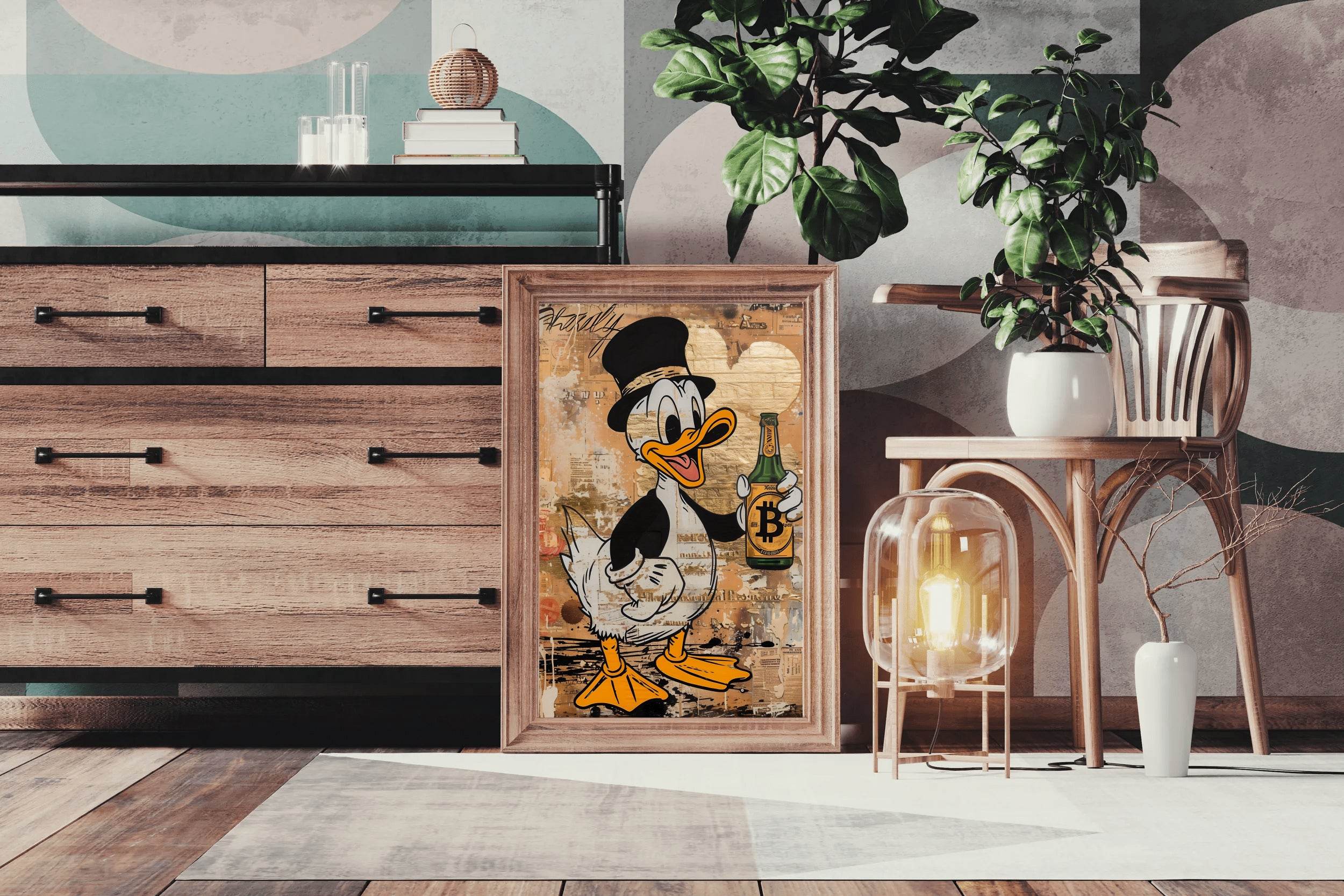 Donald Duck Holding Bottle Wall Art - beink online art store