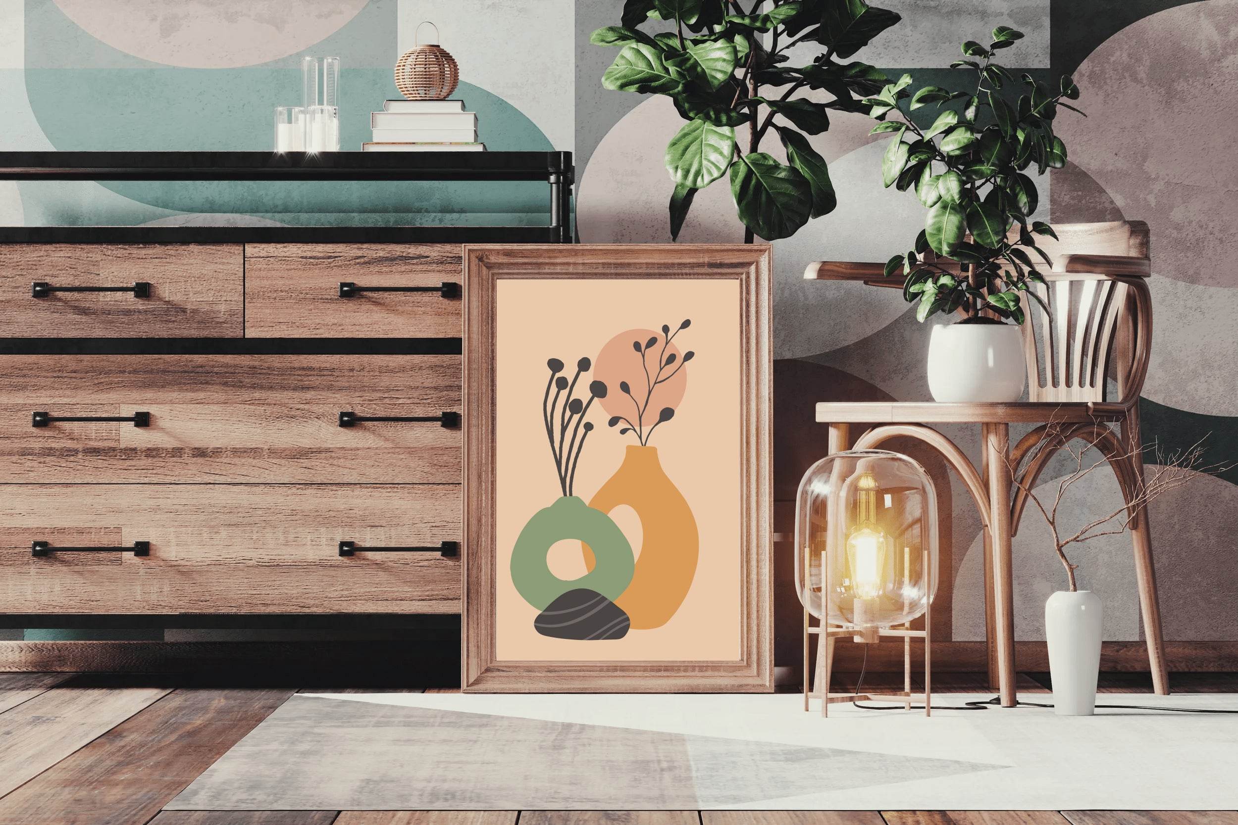 Vases and Plants With Beige Backround Art Work - beink online art store