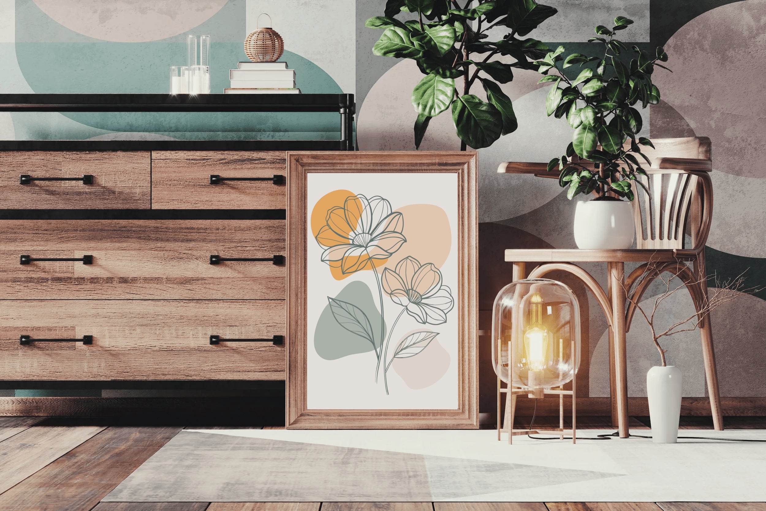 Minimal Spring Flower Wall Art - beink online art store