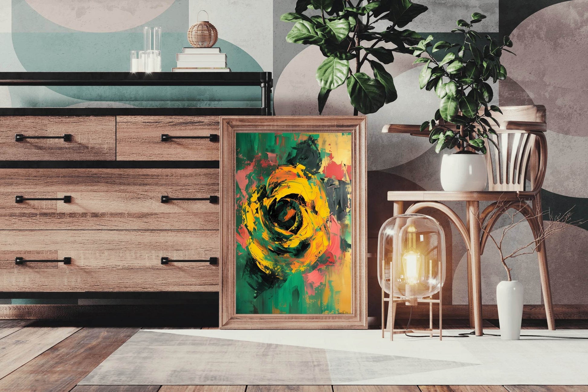 Yellow Rose Painting Wall Art - beink online art store