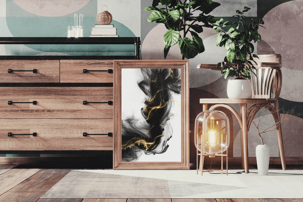 Black and Gold Smoke Wall Art - beink online art store