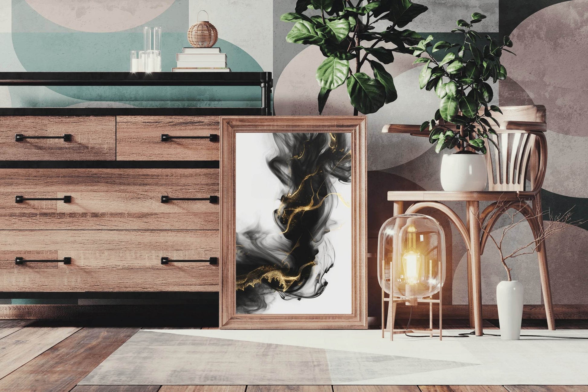 Black and Gold Smoke Wall Art - beink online art store