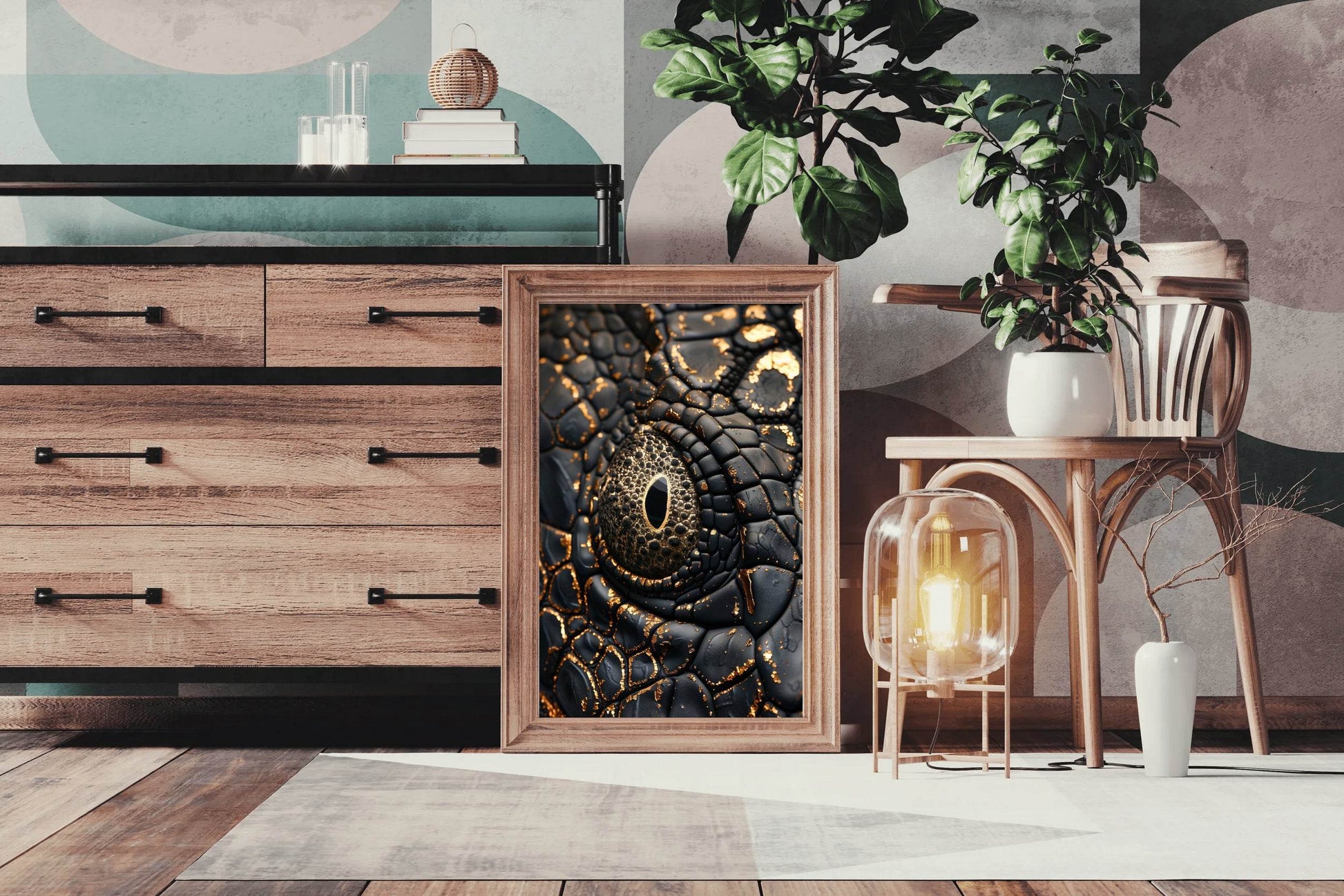 Golden Eye Crocodile Wall Art - beink online art store