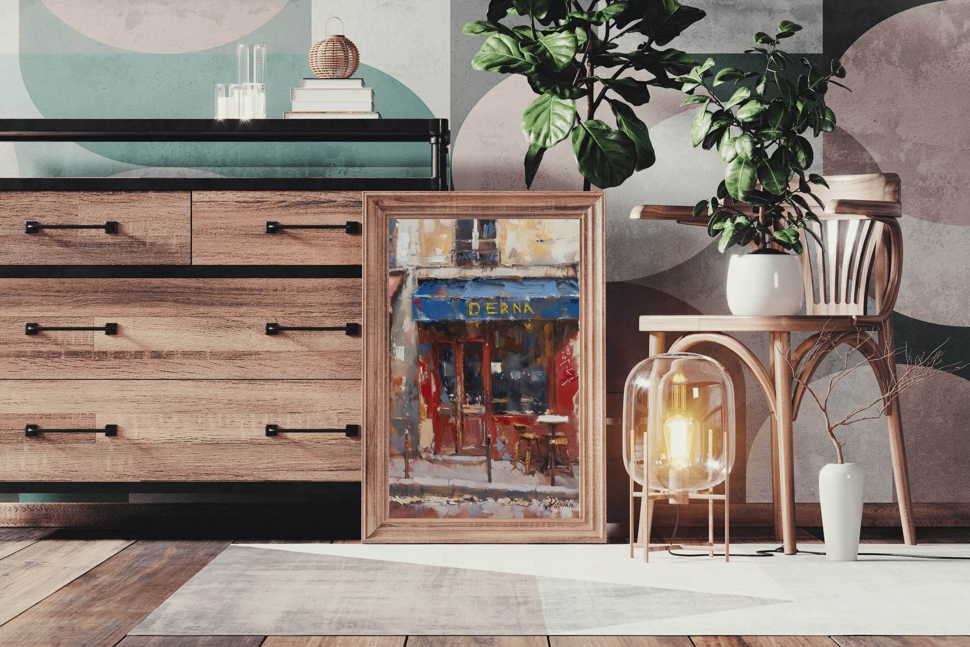 Oil Painting Of A Cafe Wall Art - beink online art store