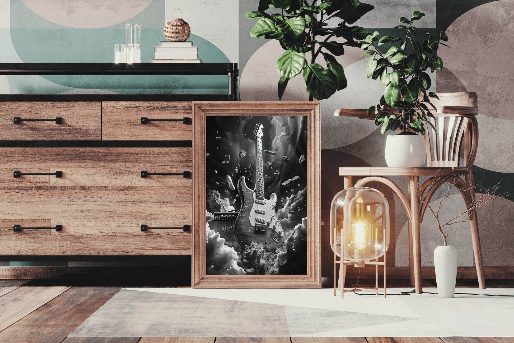 Black Rock Electric Guitar Wall Art - beink online art store