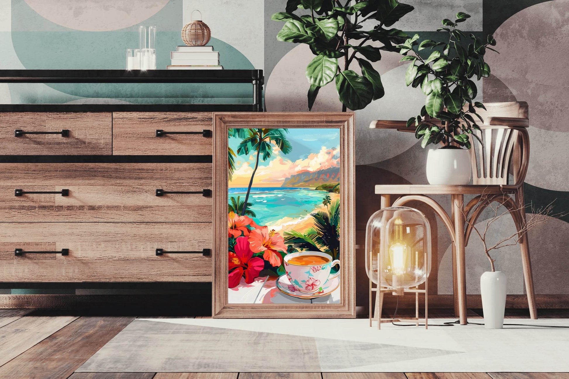 Hibiscus and Tea by the Beach Wall Art - beink online art store