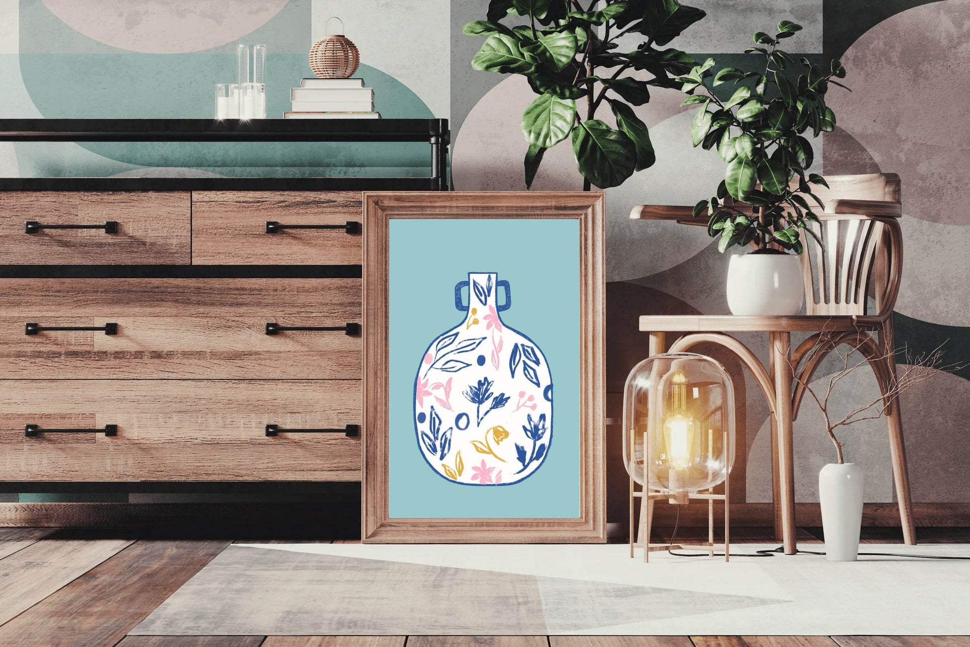 Vase With Flower Design Wall Art - beink online art store