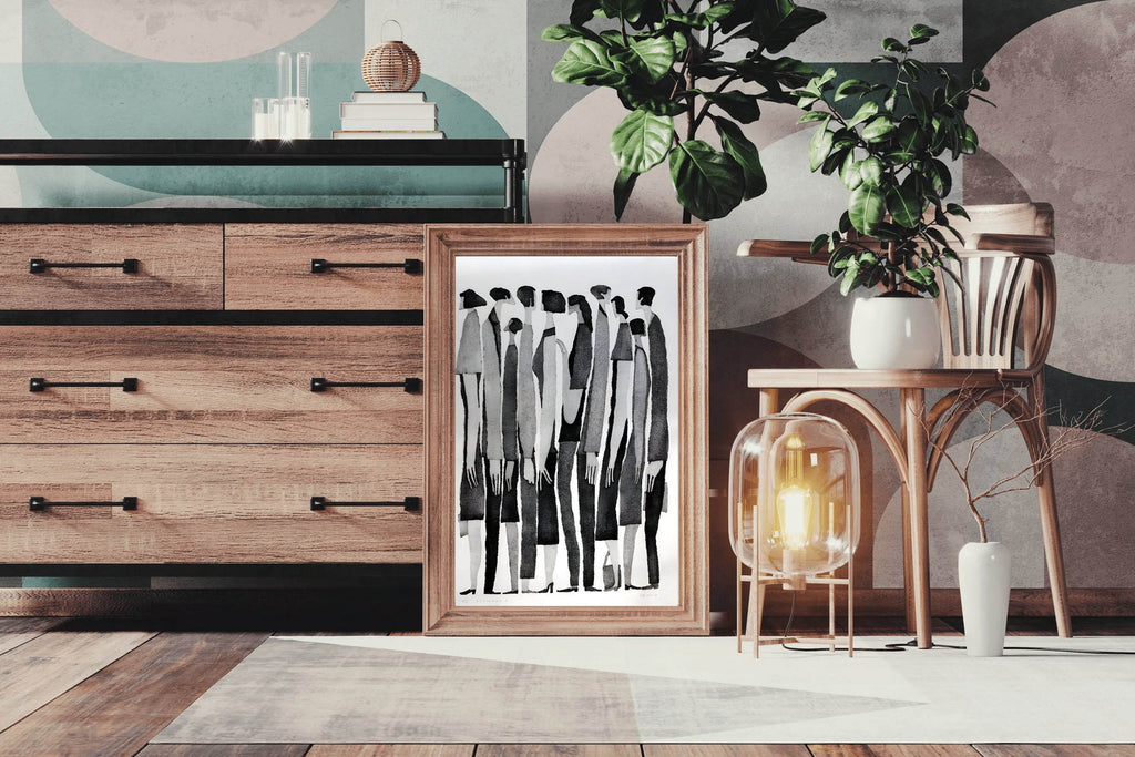 Waiting in Line - Static Posture and Linear Arrangement Art - beink online art store