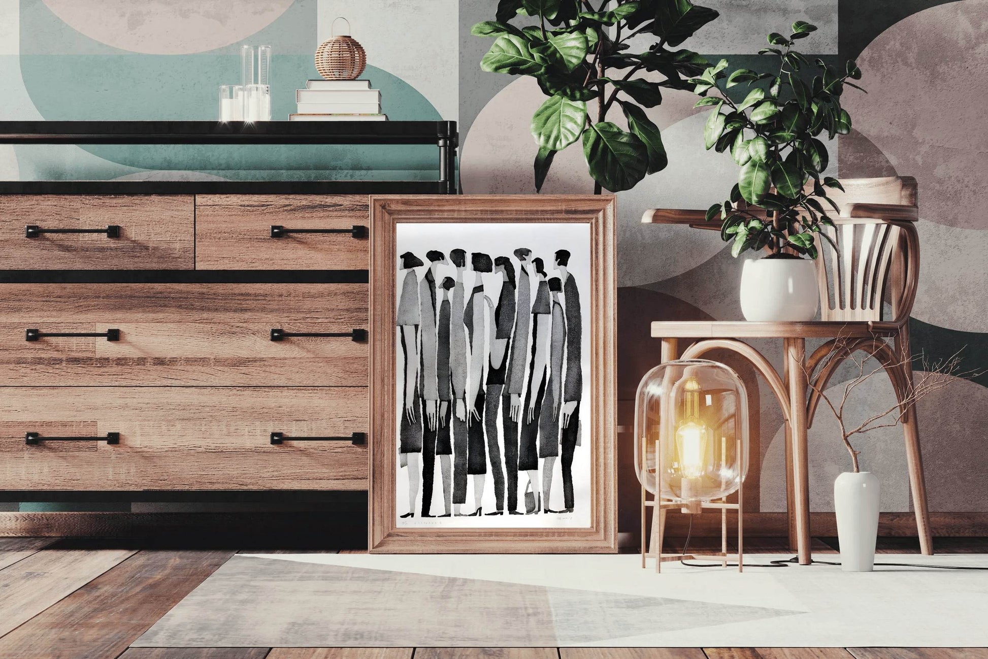 Waiting in Line - Static Posture and Linear Arrangement Art - beink online art store