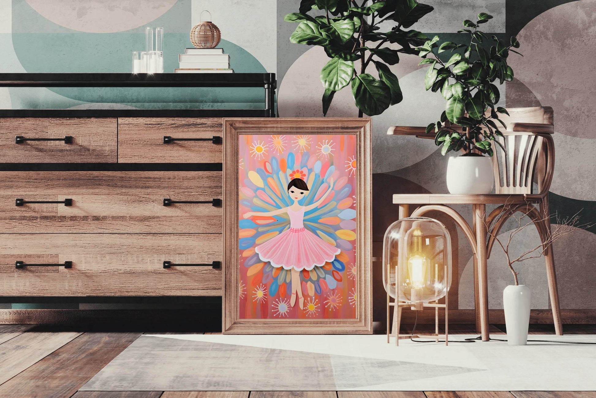 Ballet Cartoon Illustration of a Cute Little Girl - beink online art store