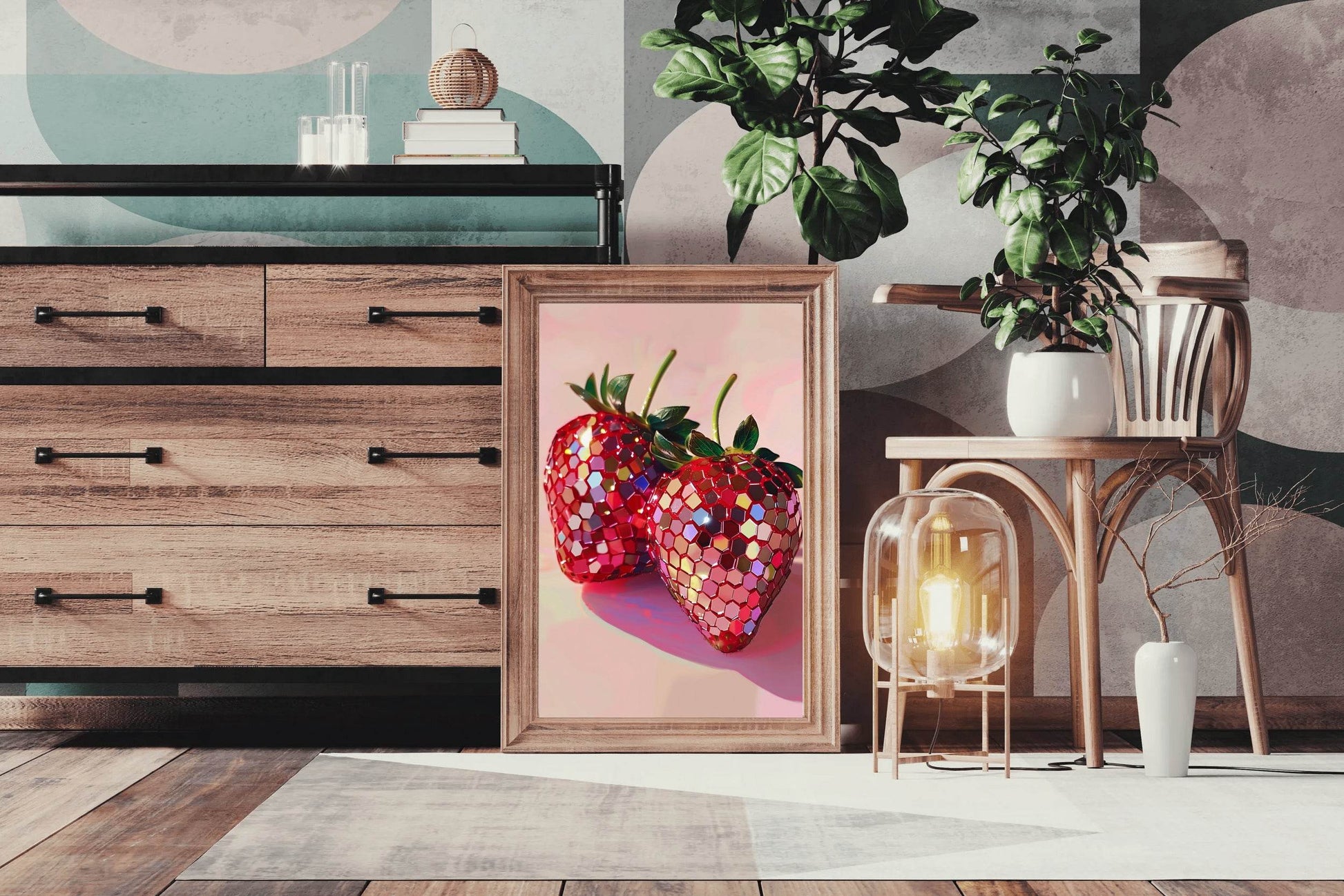 Kids Disco Strawberries Wall Art - beink online art store