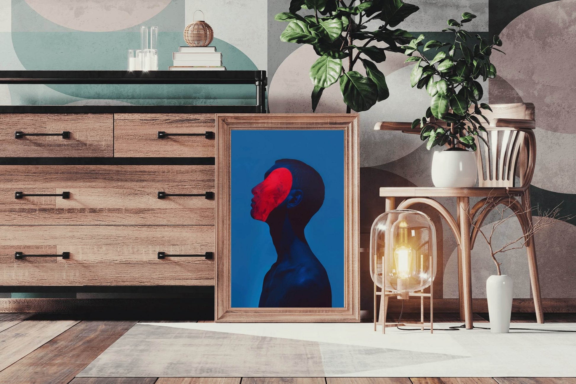 Red Face Oil Painting Wall Art - beink online art store