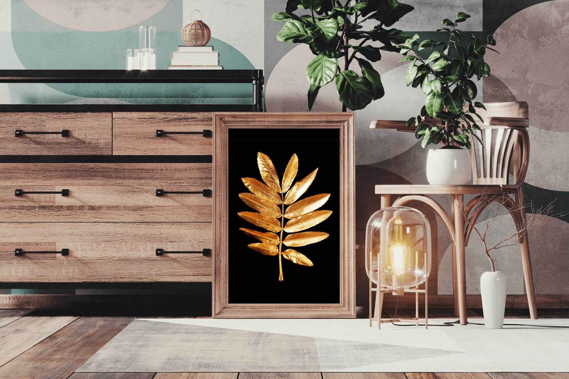 Golden Fern Leaf Wall Art - beink online art store