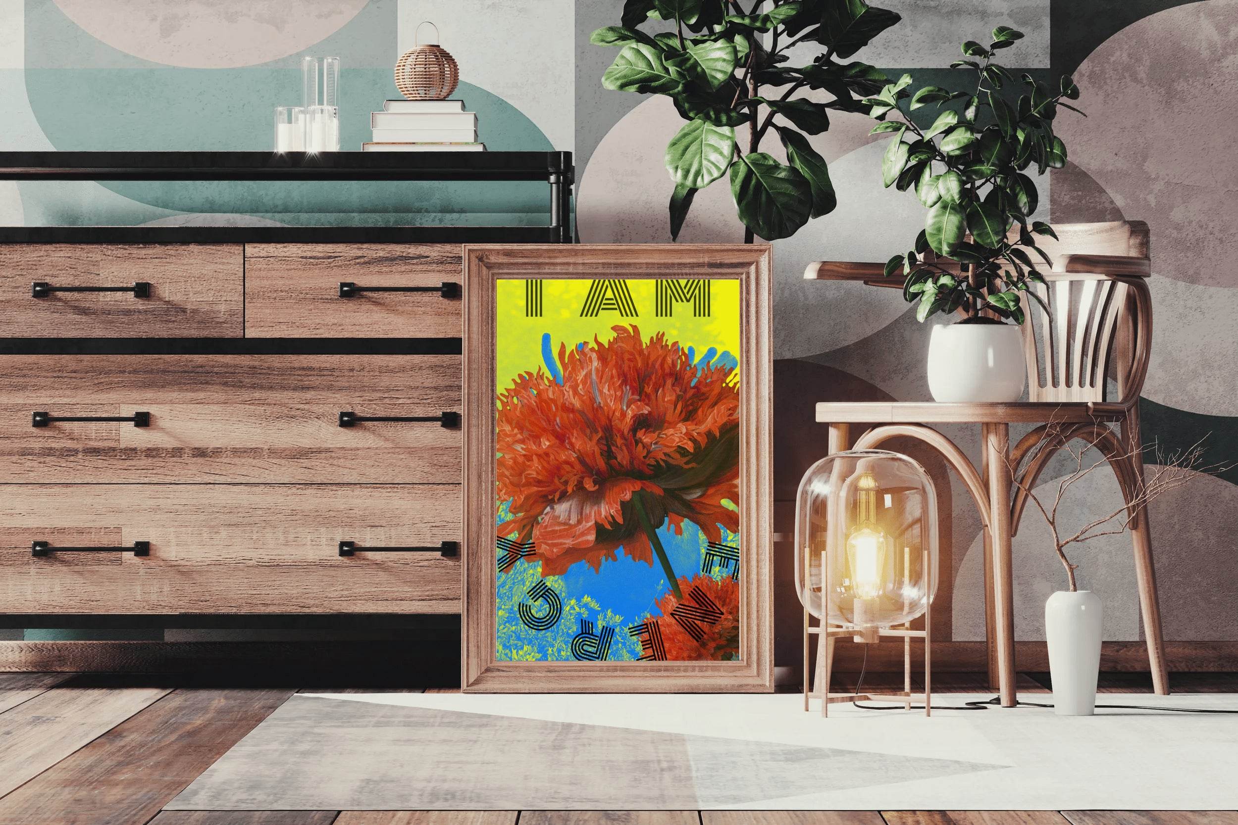I am Energy - Floral Motivational Wall Art - beink online art store