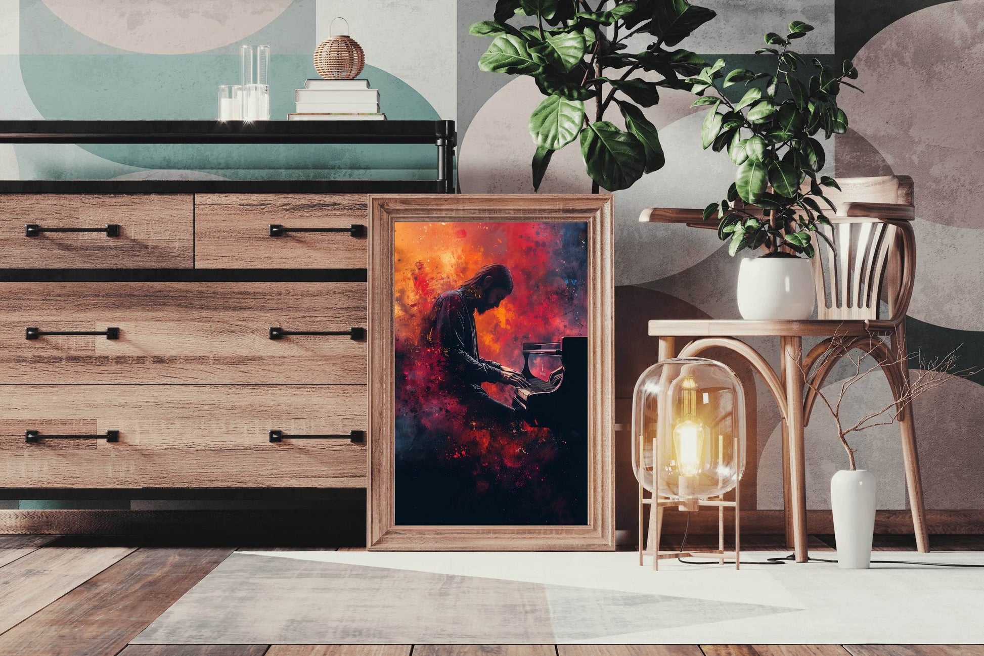 Digital Painting of a Man Playing Piano - beink online art store