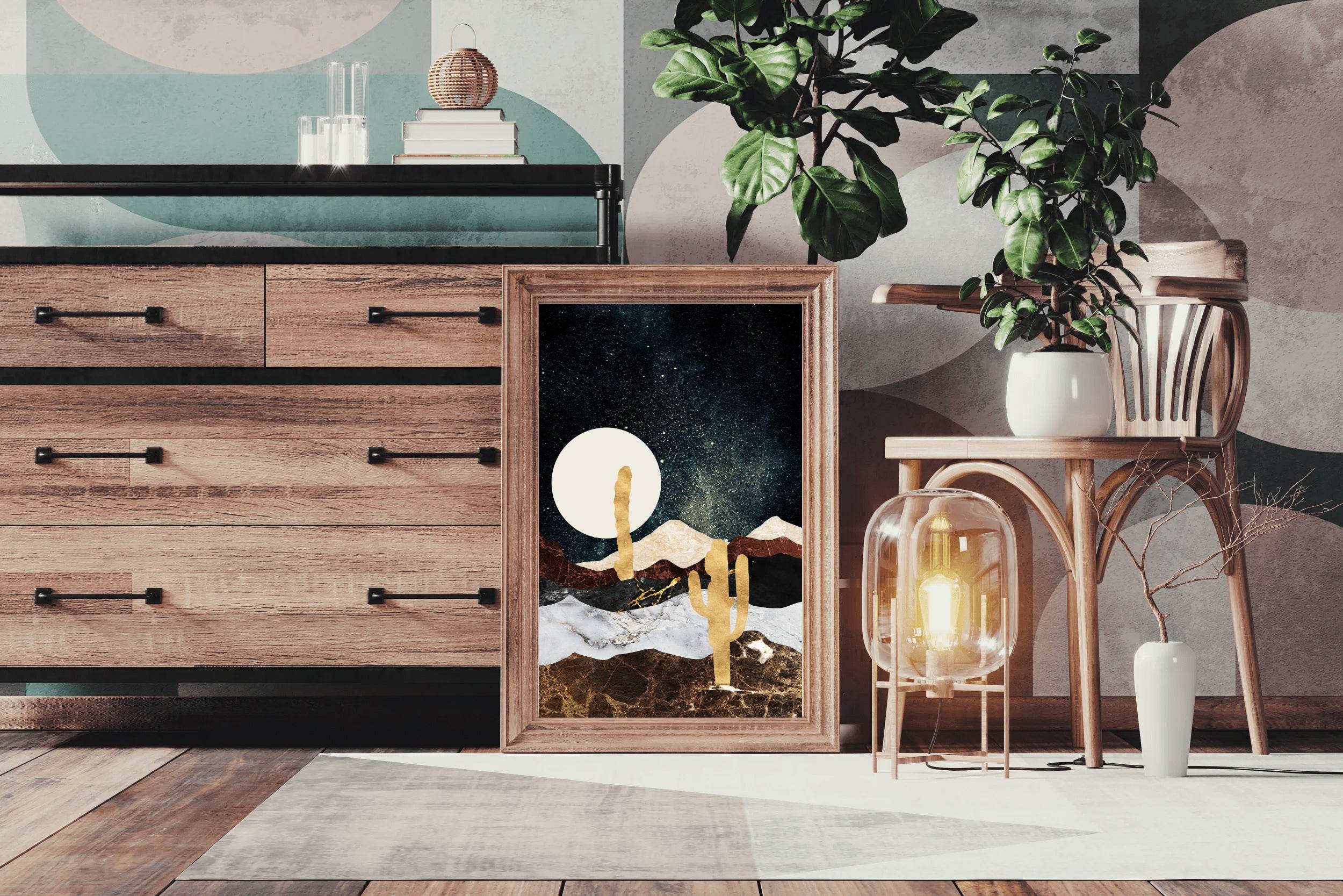 Desert Moonlit Modern Wall Art - beink online art store