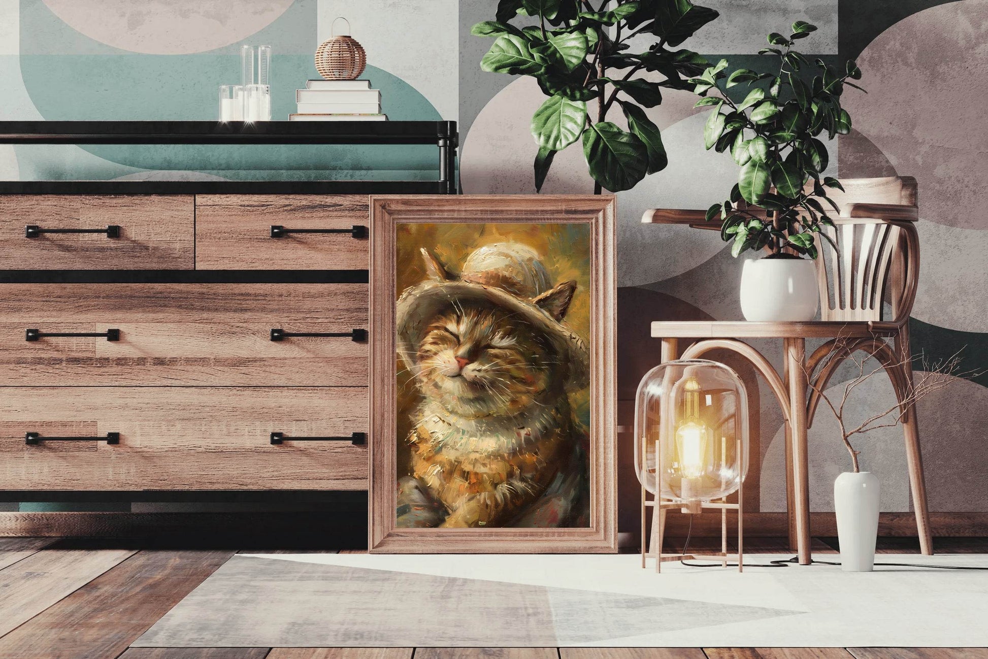 Brush Stroked Painting of Sleepy Cat - beink online art store