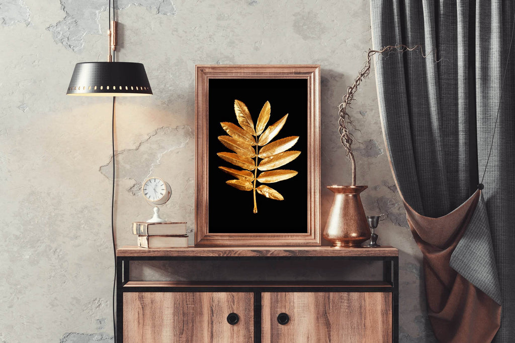 Golden Fern Leaf Wall Art - beink online art store