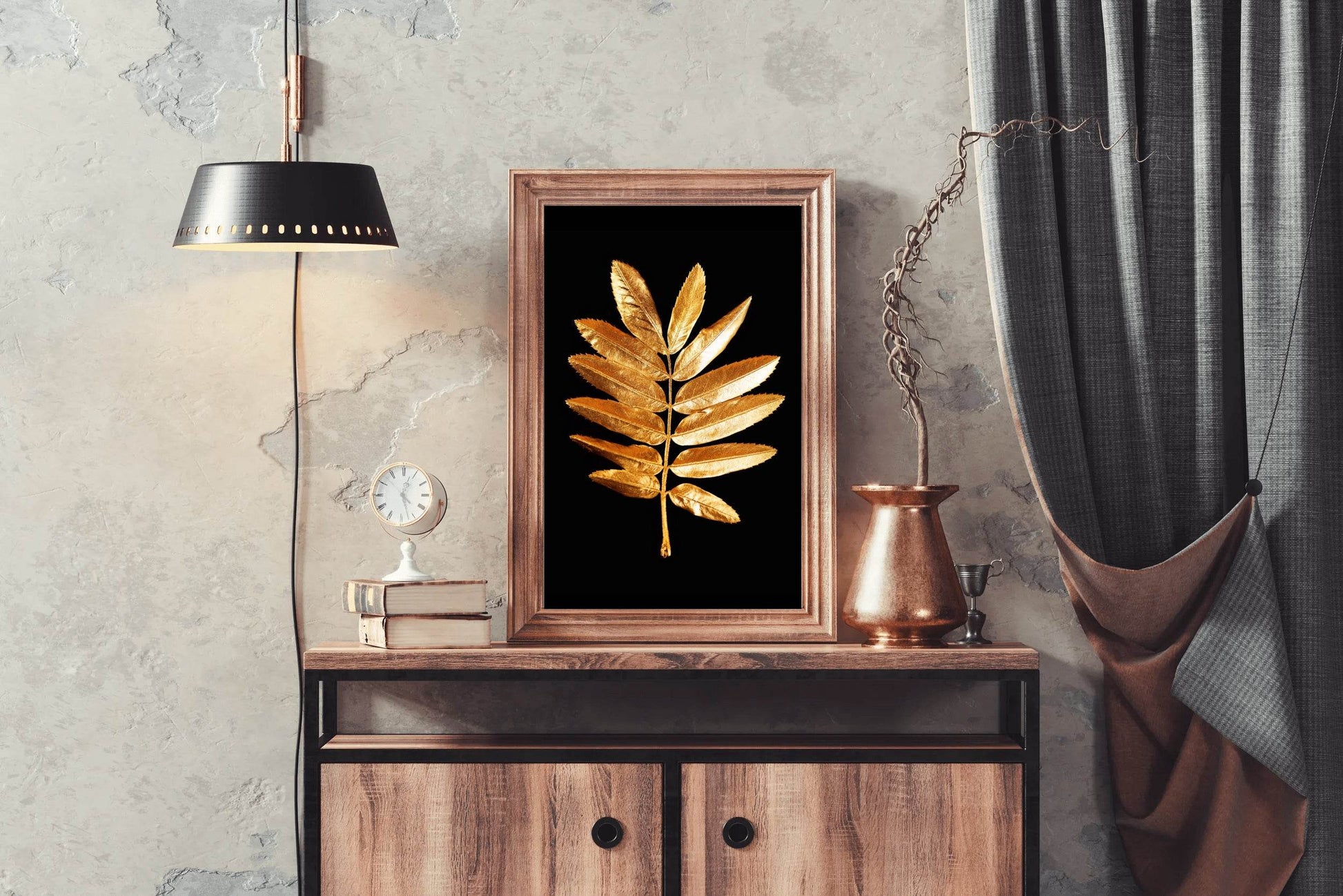 Golden Fern Leaf Wall Art - beink online art store