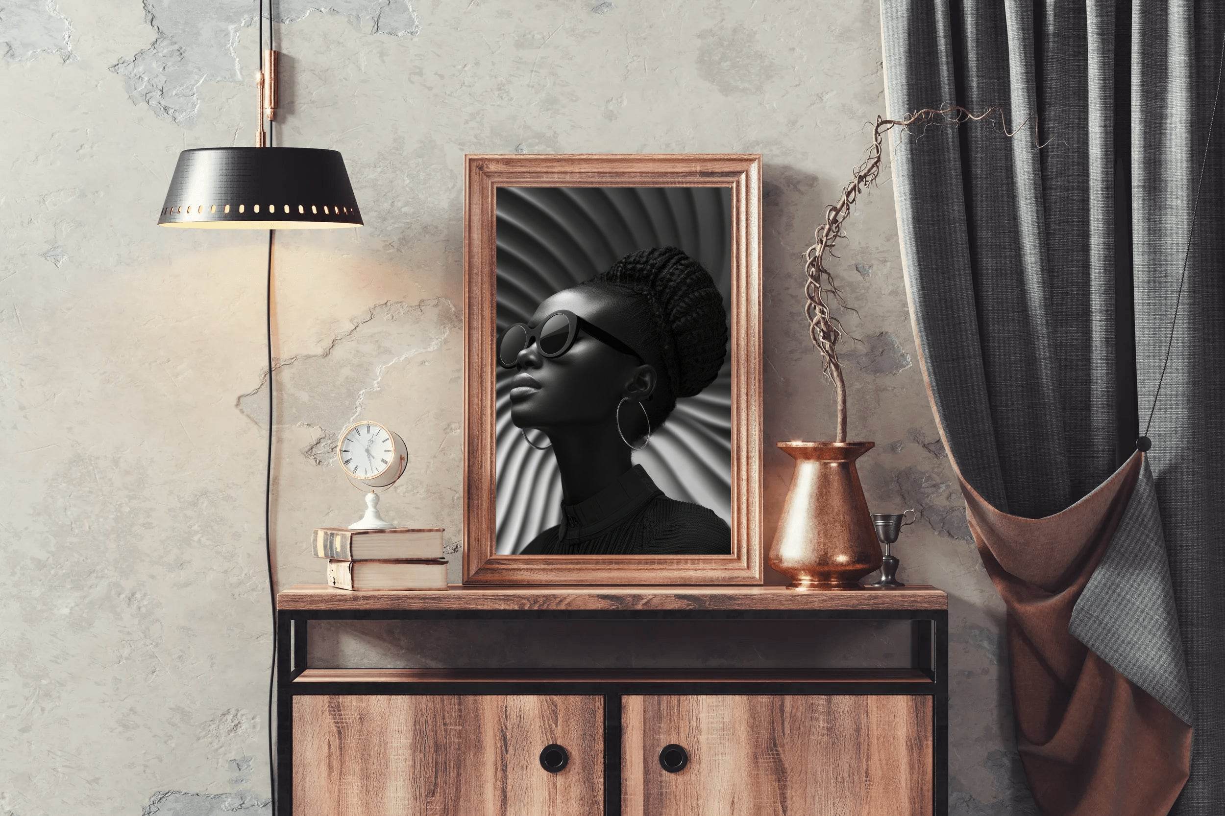 Girl in Goggle Black & White Wall Art - beink online art store