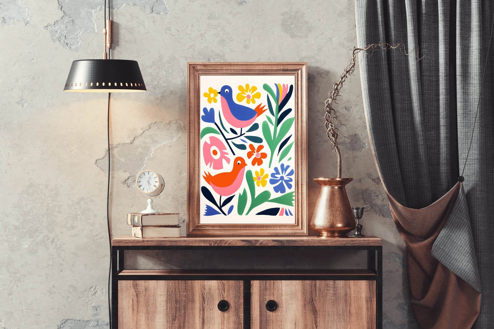 Painting Birds Among Flowers - beink online art store