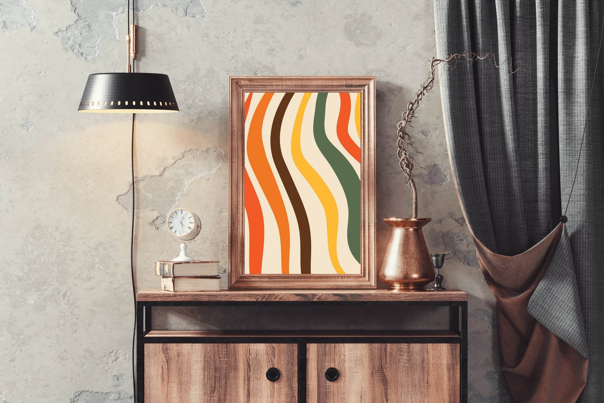 Painting Colored Wavy Lines Wall Art - beink online art store