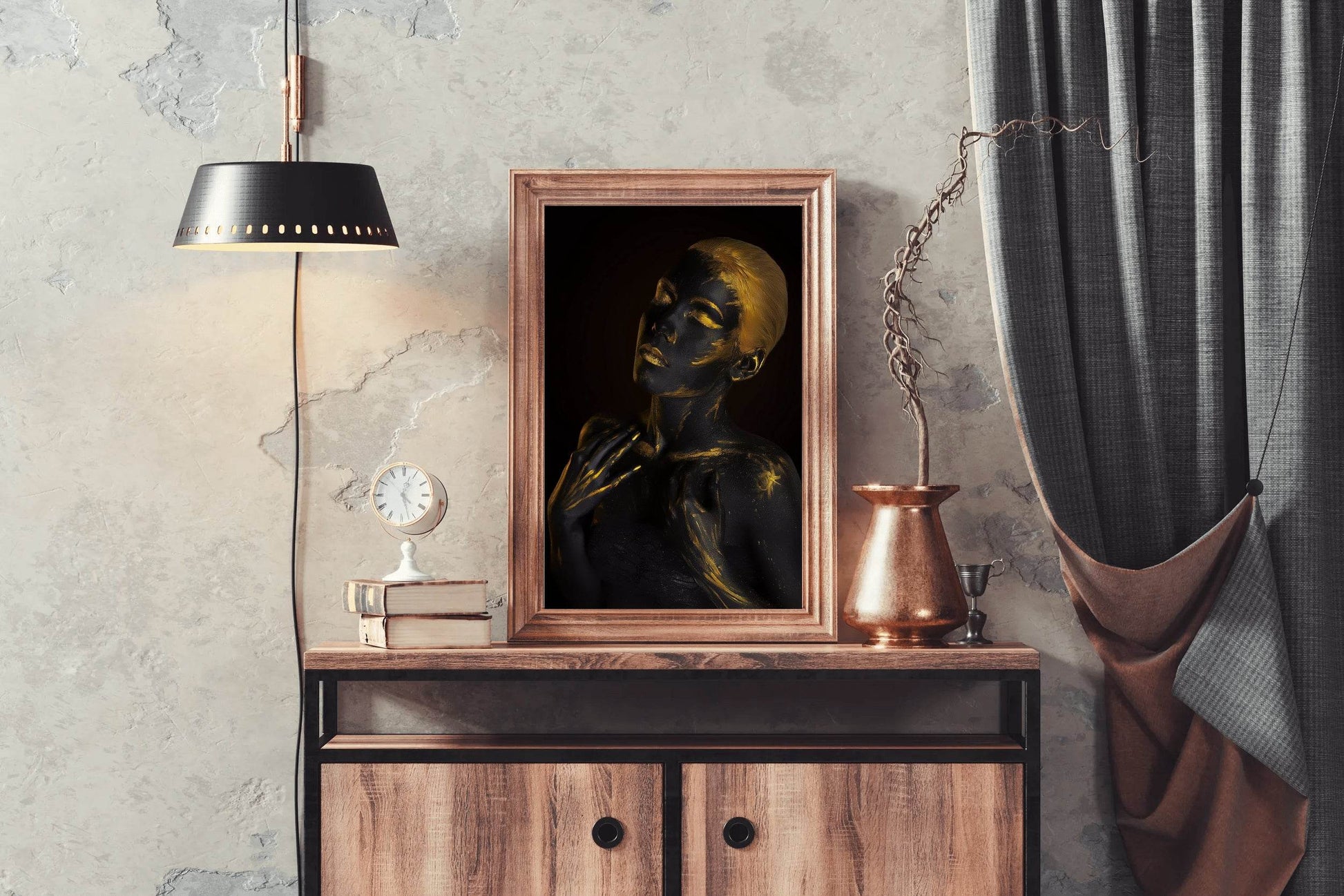 Gold and Black Mannequin Of A Woman Wall Art - beink online art store