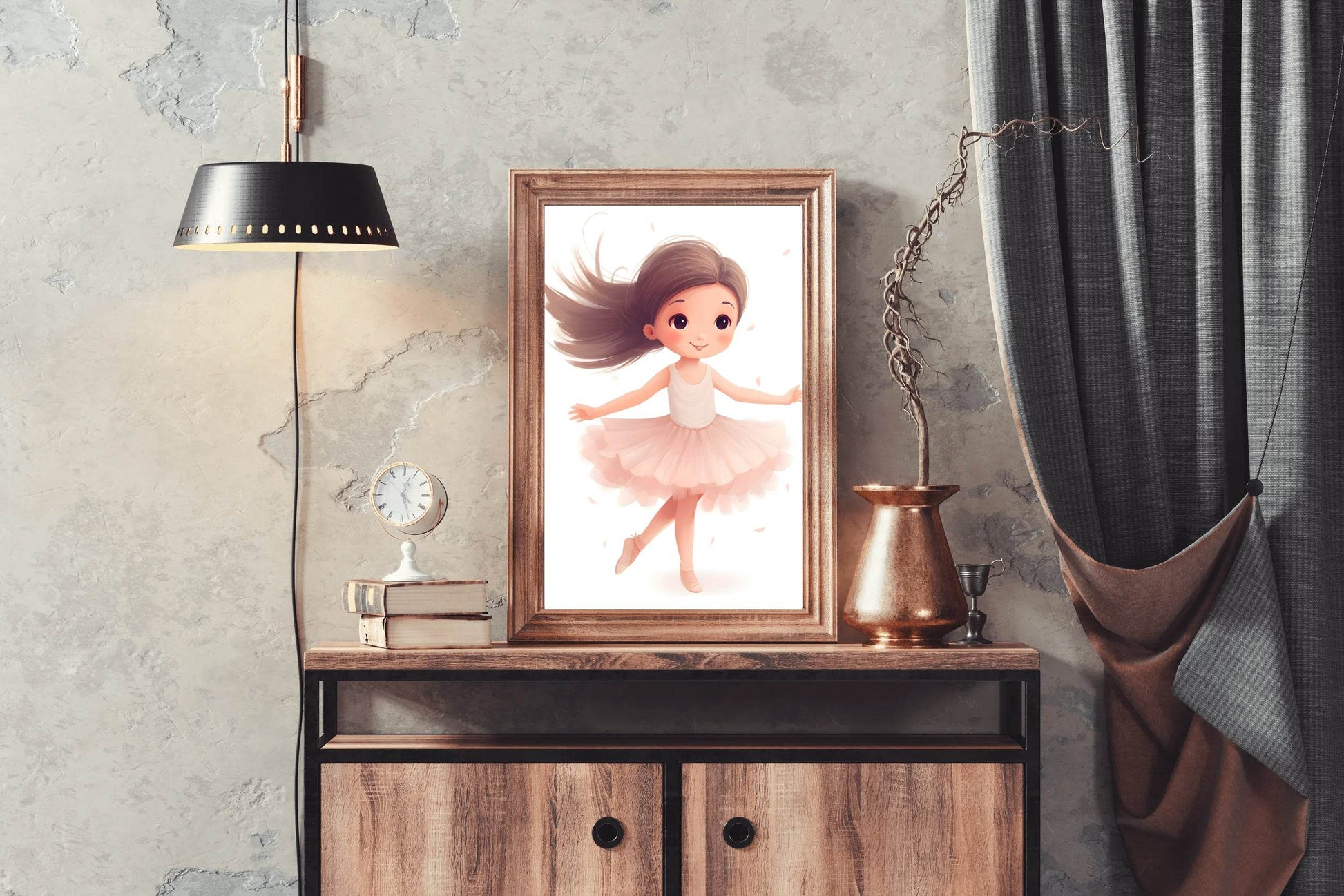 Cute Little Cartoon Girl Bellet Dancing - beink online art store