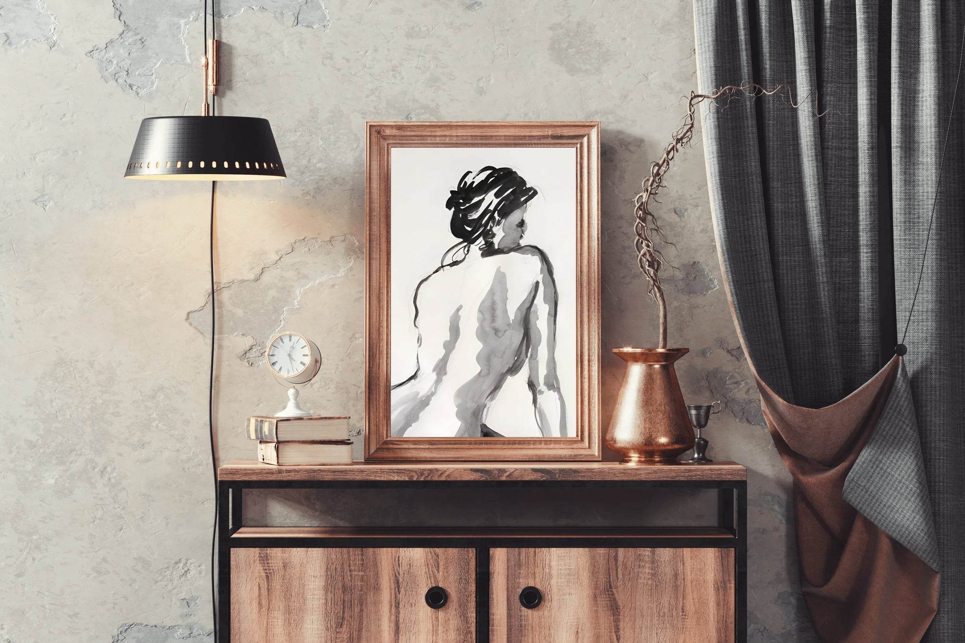 Watercolor Painting of a Lady Modern Wall Art - beink online art store