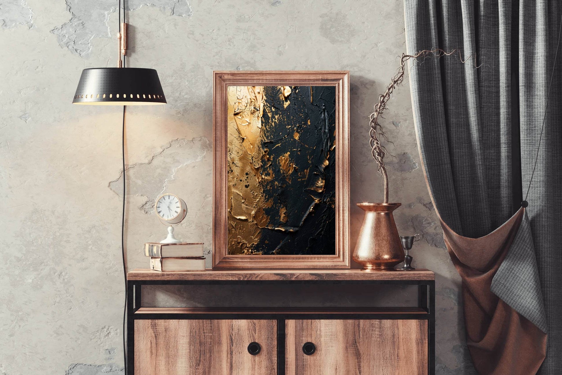 Black and Gold Grunge Wall Art - beink online art store