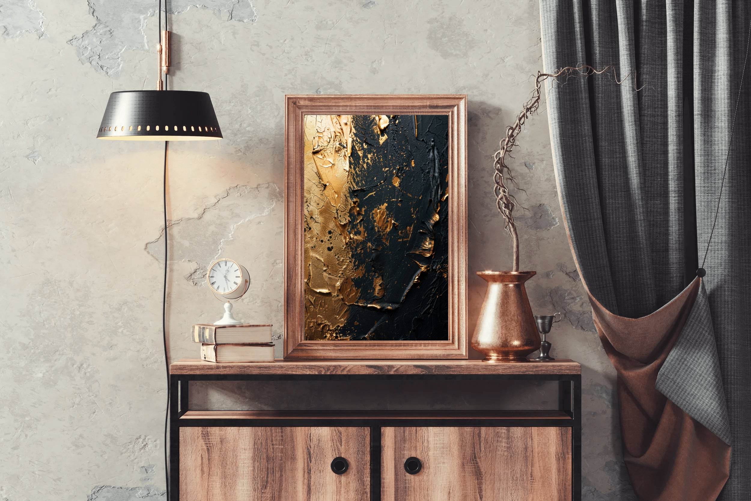 Black and Gold Grunge Wall Art - beink online art store