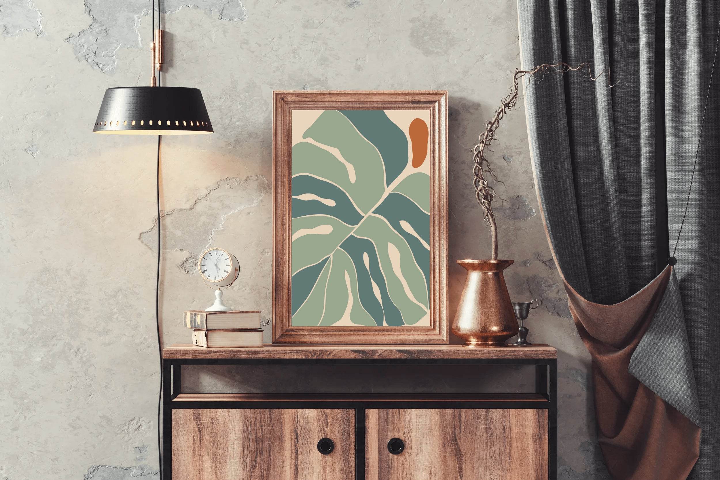 Green Textured Leaf Pattern ArtWork - beink online art store