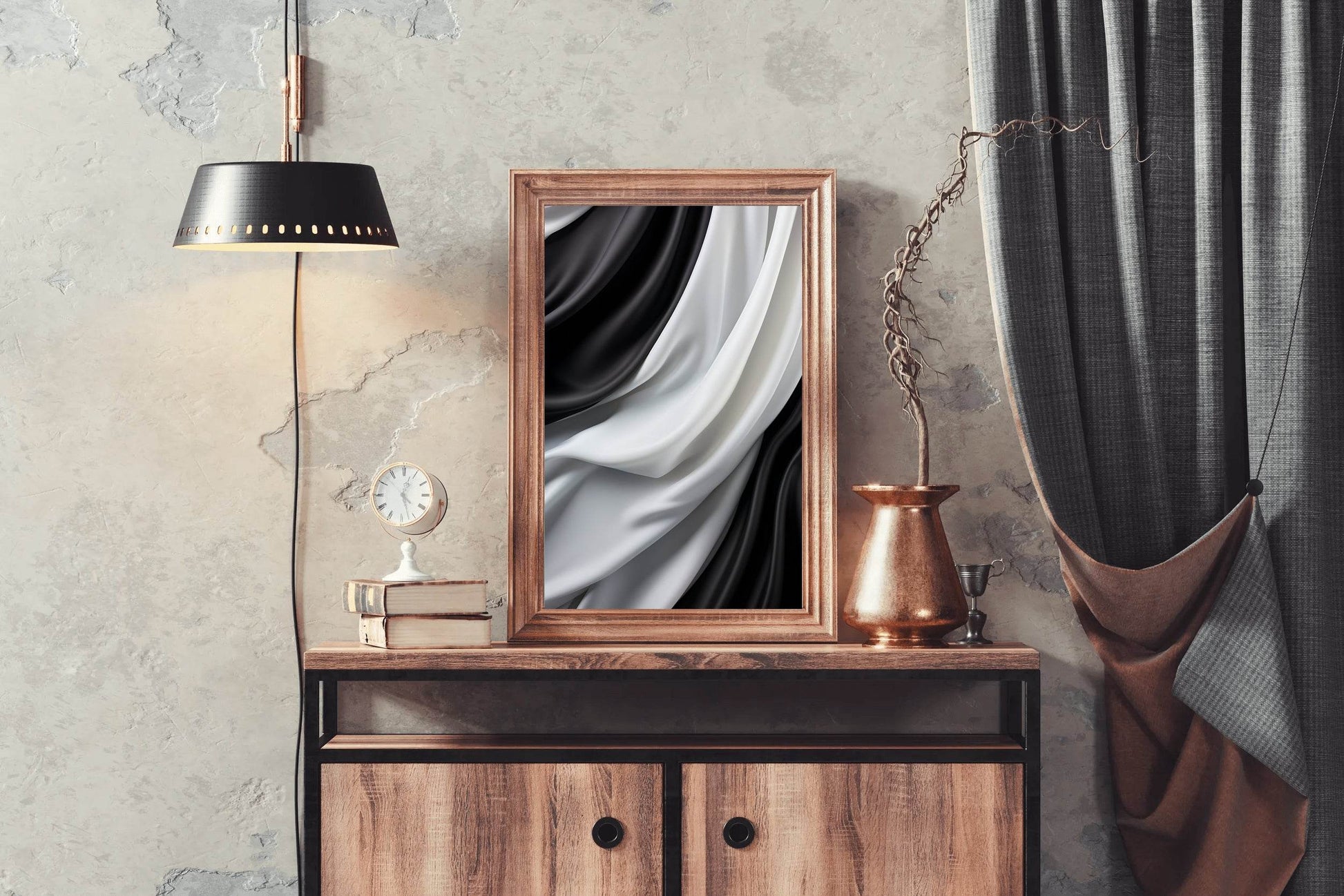 Curtains Black & White Wall Art - beink online art store