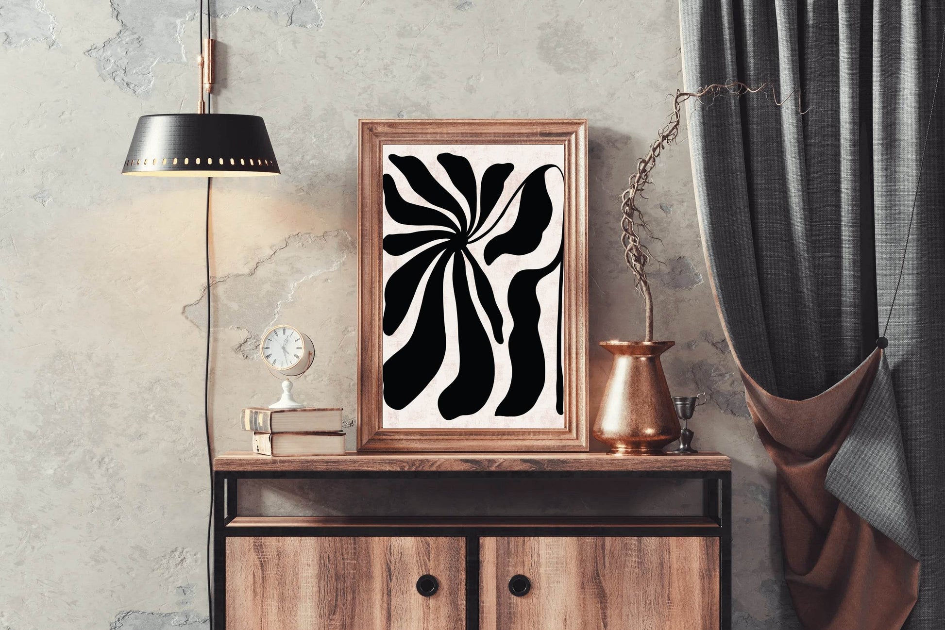 Abstract Art Black flower ArtWork - beink online art store