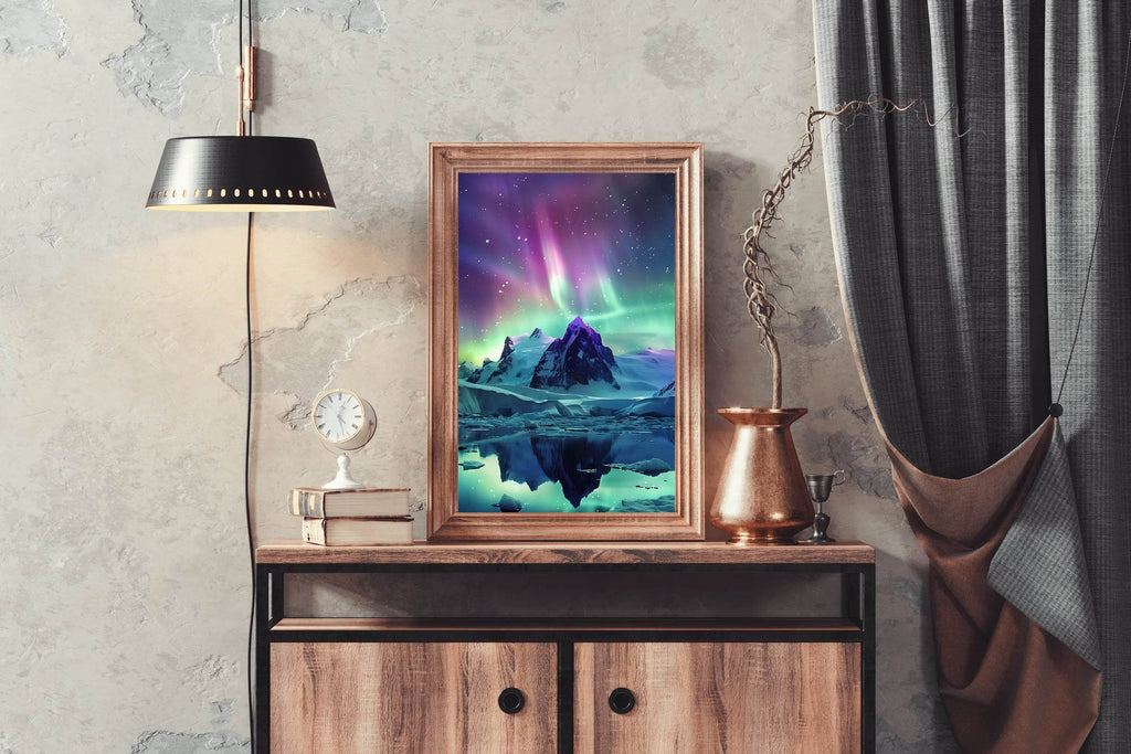 Polar Lights Over Antarctic Peak Wall Art - beink online art store