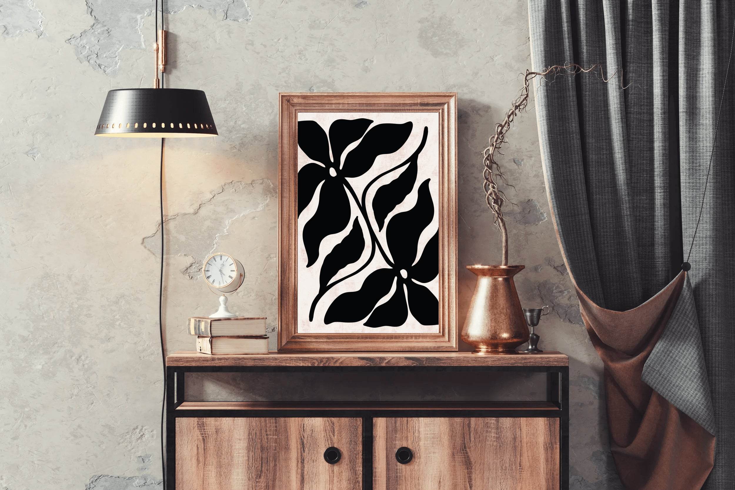 Black and White Floral Pattern ArtWork - beink online art store