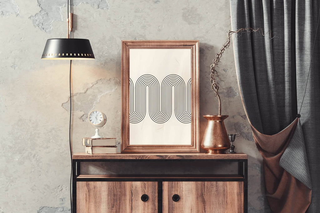 Continuous Curved Rhythm Black Lines Wall Art - beink online art store