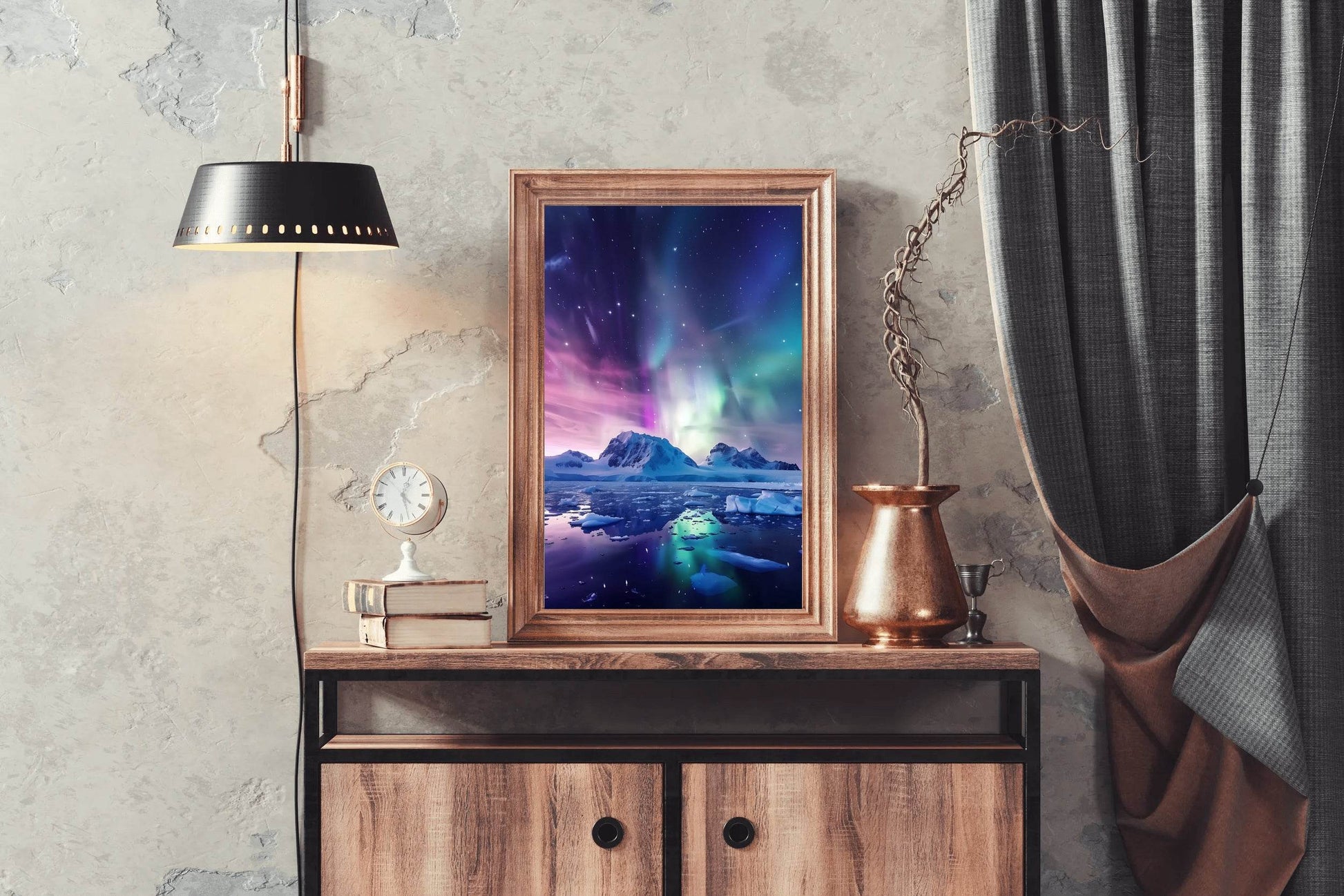 Aurora Australis Over Antarctic Landscape Wall Art - beink online art store