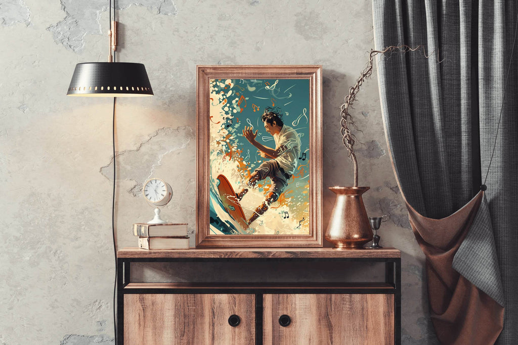 Skiing On Musical Notes Wall Art - beink online art store