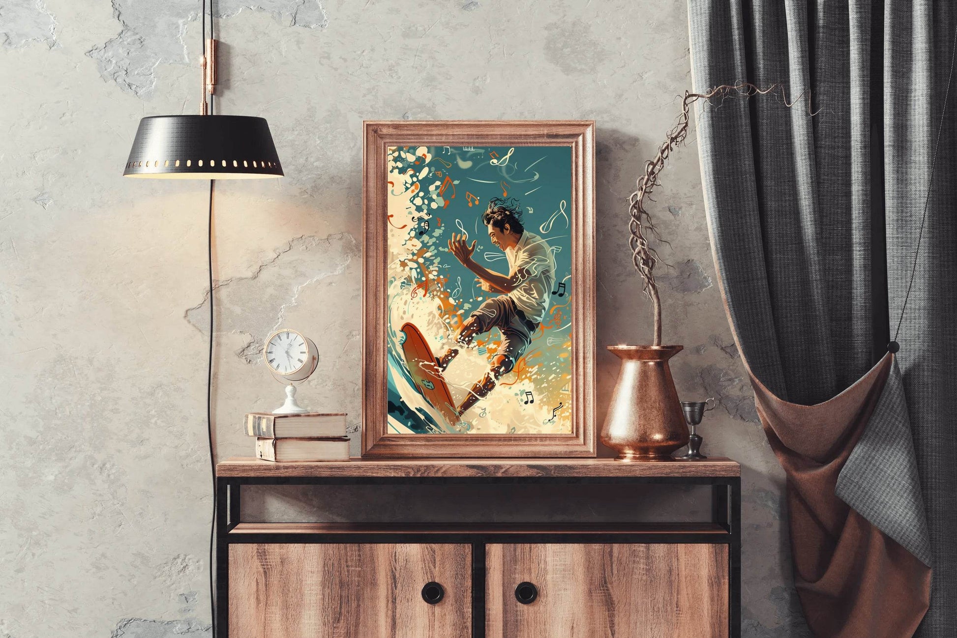 Skiing On Musical Notes Wall Art - beink online art store