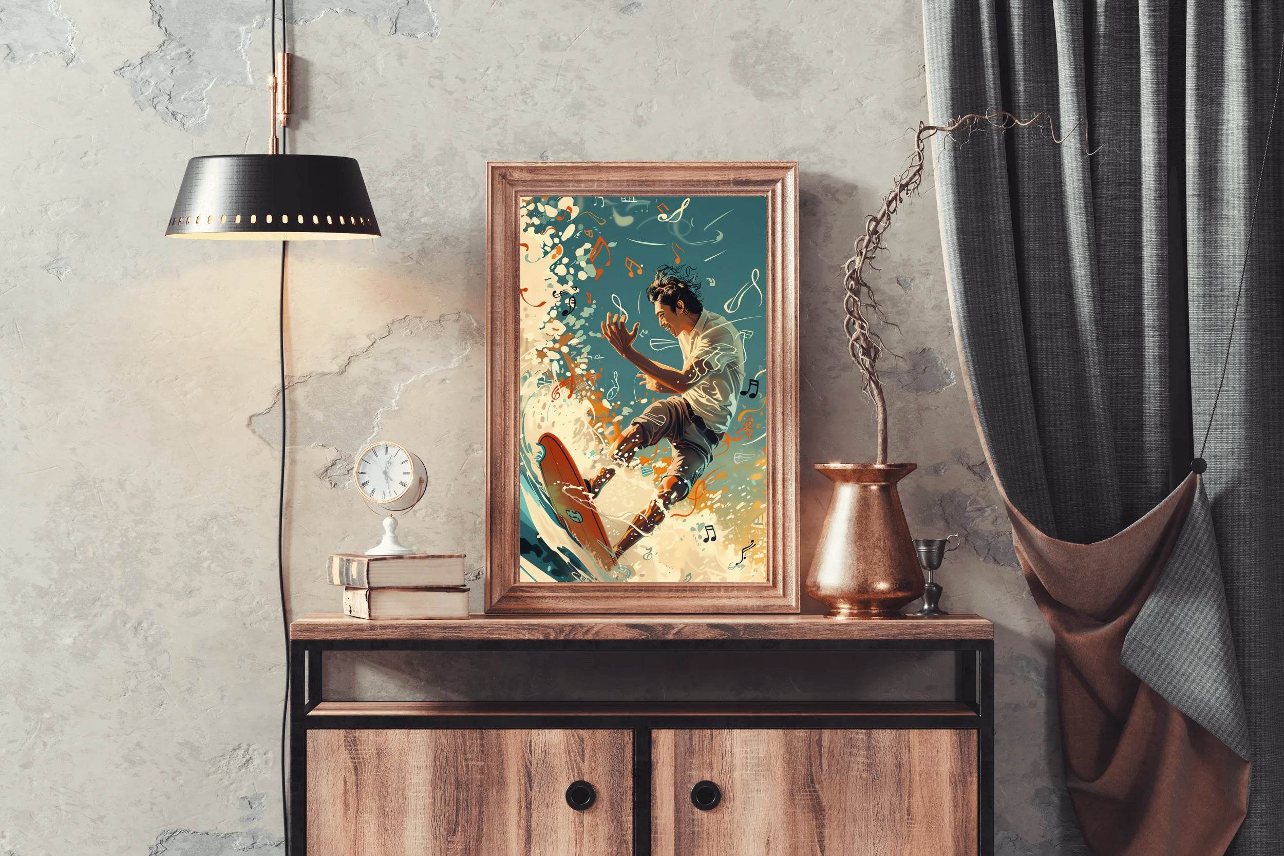 Skiing On Musical Notes Wall Art - beink online art store