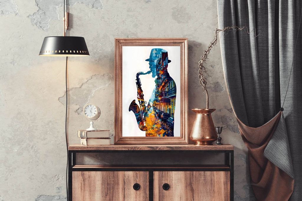 African Male Saxophonist Wall Art - beink online art store
